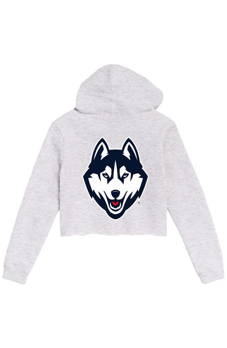 LEAGUE COLLEGIATE WEAR Women's League Collegiate Wear Ash UConn Huskies 2-Hit 1636 Cropped Pullover Hoodie, Alternate, color, 