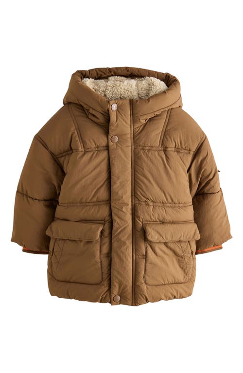 Next Kids' Quilted Hooded Jacket In Brown
