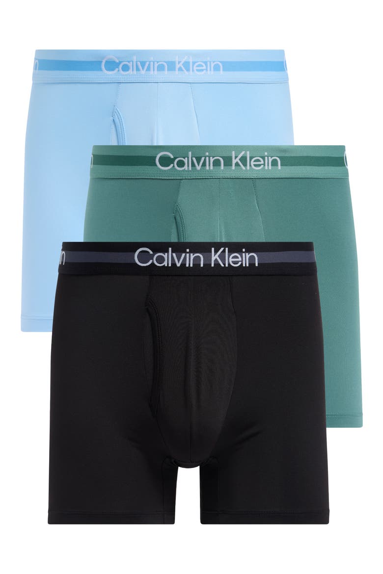 Pack of 3 Microfiber Boxer Briefs, Main, color, SAGEBRUSH GREEN/ BLUE/ BLACK