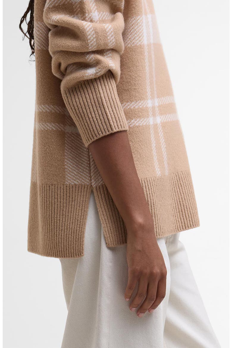 Harriet Plaid Wool Blend Mock Neck Sweater, Alternate, color, PALE CAMEL