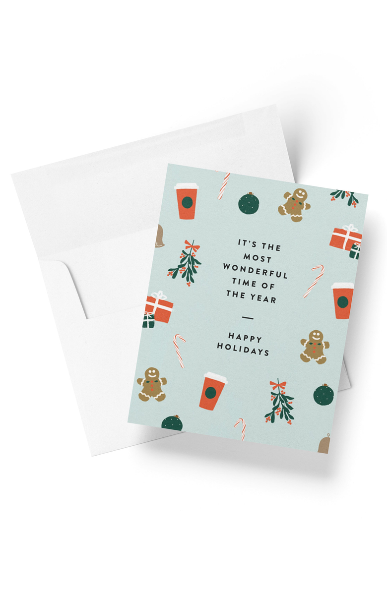 Joy Paper Co. Most Wonderful Time of the Year Illustrated Holiday Boxed Set of 8 Cards, Main, color, Bright White