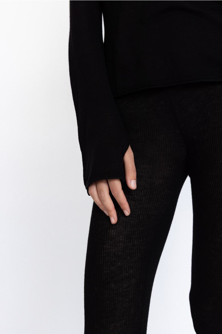 Merino Wool Sheer Top, Alternate, color, Black