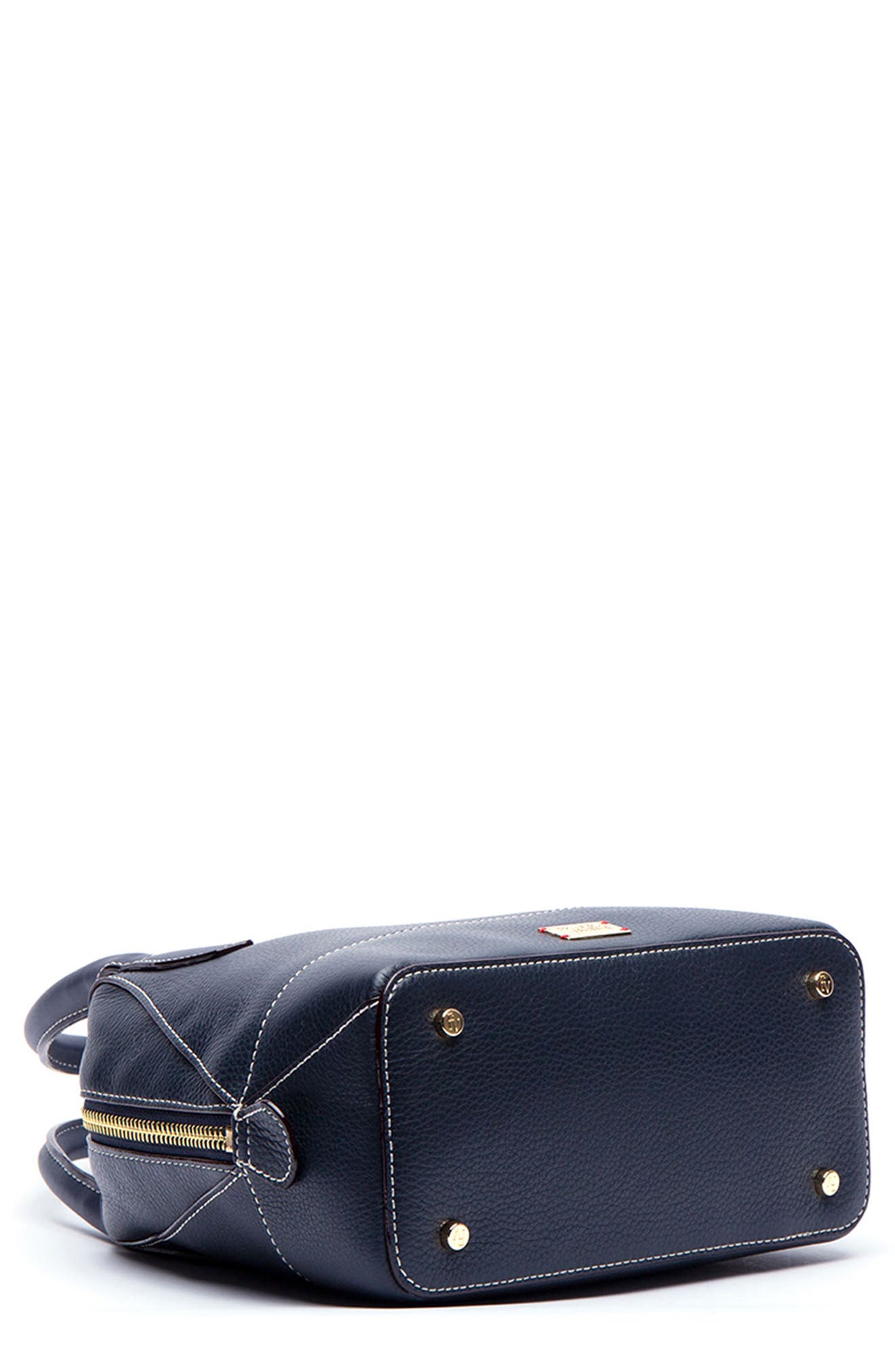 Small Abby Leather Satchel, Alternate, color, NAVY