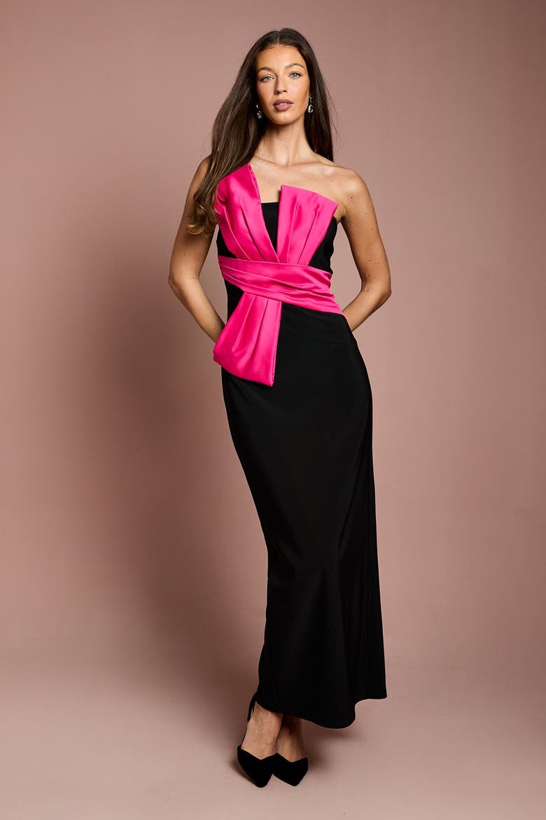 Bandeau Sash Detail Maxi Dress, Alternate, color, Black