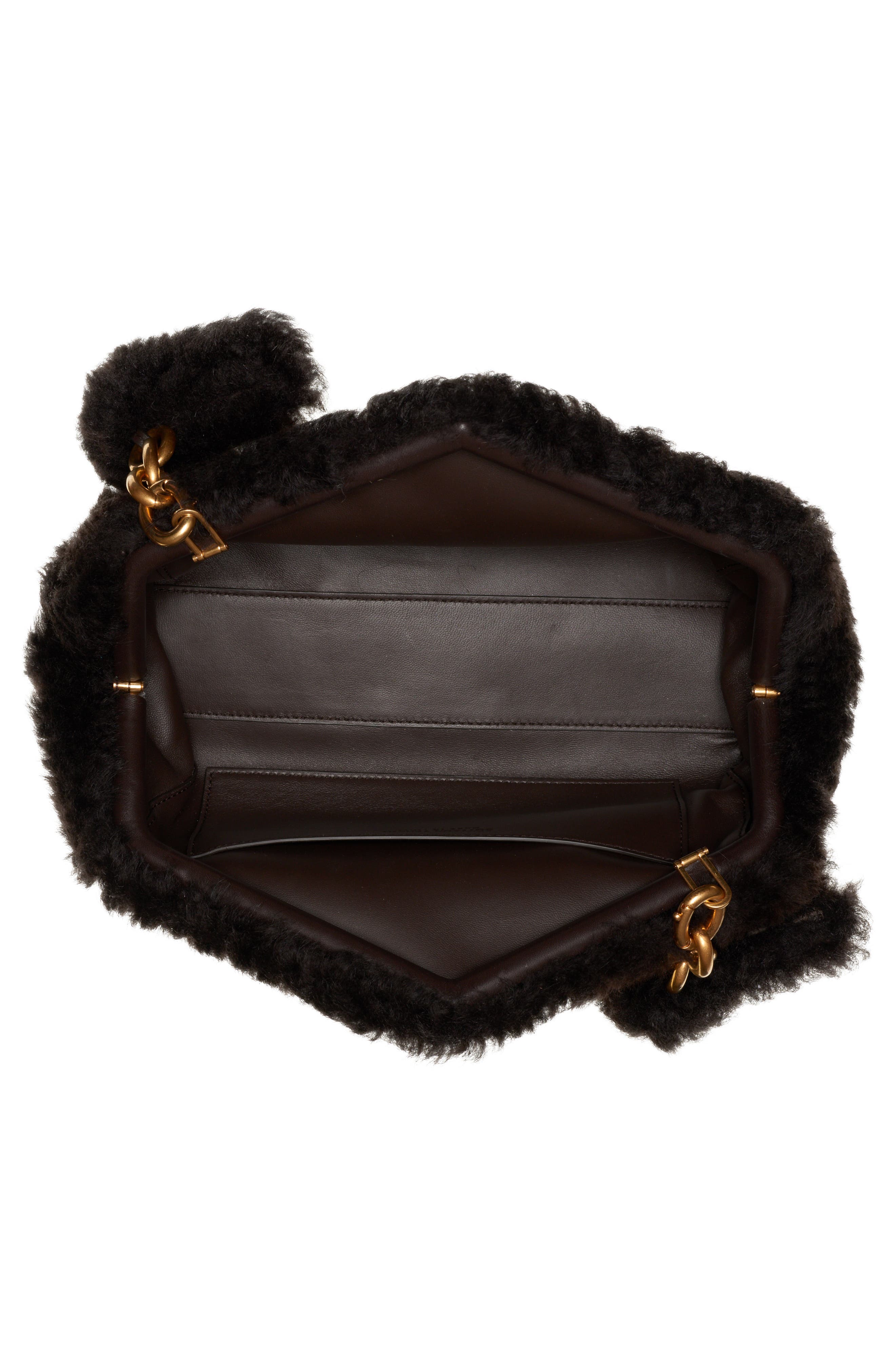 Bottega Veneta Tip Genuine Shearling Frame Shoulder Bag, Alternate, color, 
