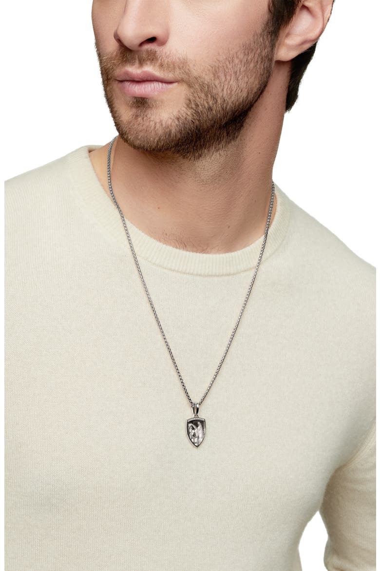 St. Michael Sterling Silver Amulet, Alternate, color, SILVER