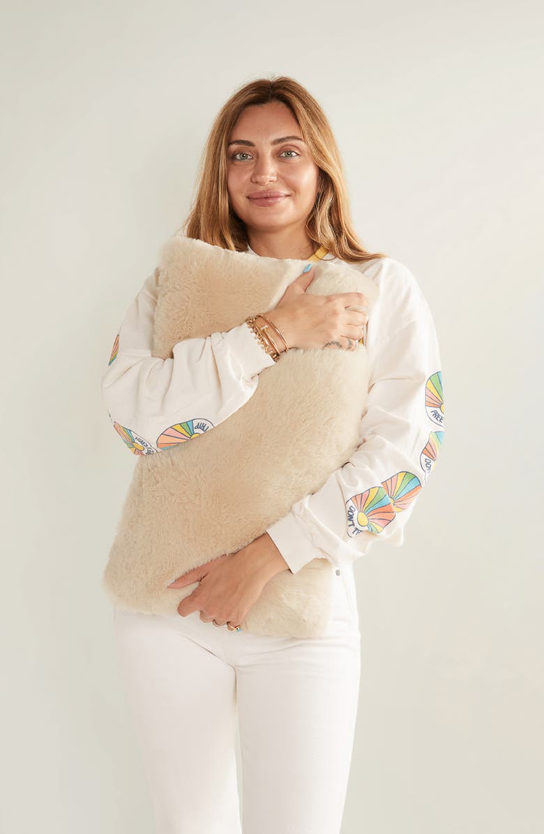 UnHide Squish Fleece Lumbar Pillow, Alternate, color, Beige Bear