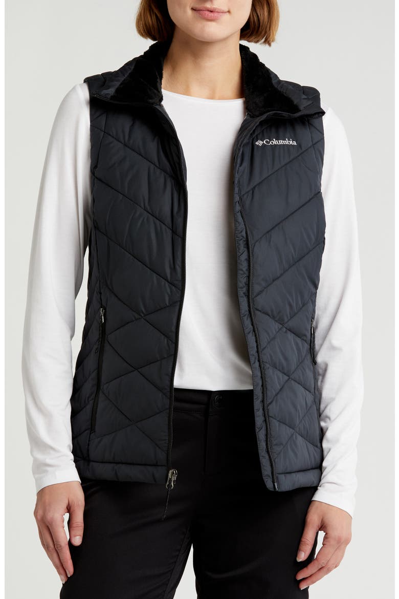 Heavenly II Water Repellent Quilted Vest, Main, color, BLACK