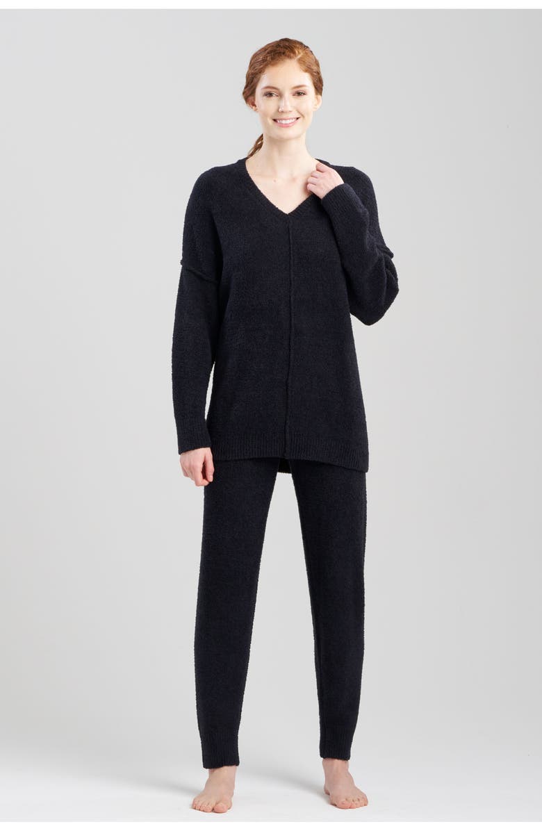 Natori Luna Mellow V-neck Top, Main, color, Black