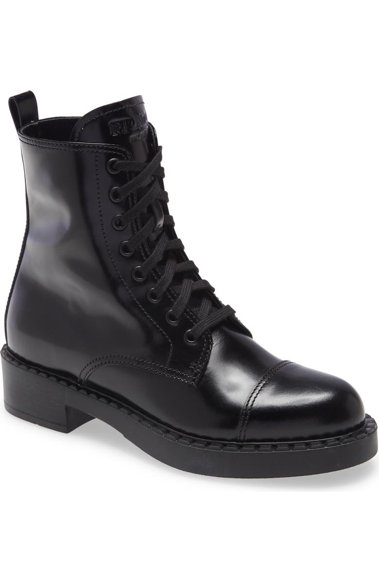 Prada Chocolate Combat Boot, Main, color,