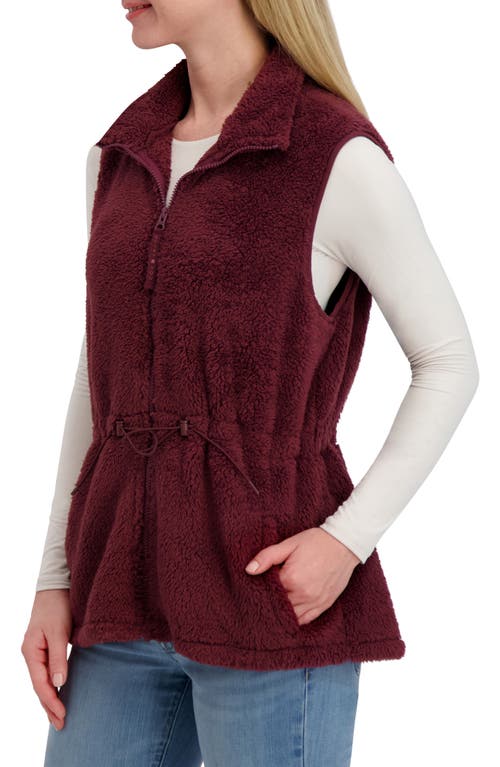 Lucky Brand Faux Shearling Zip Front Vest In Burgundy