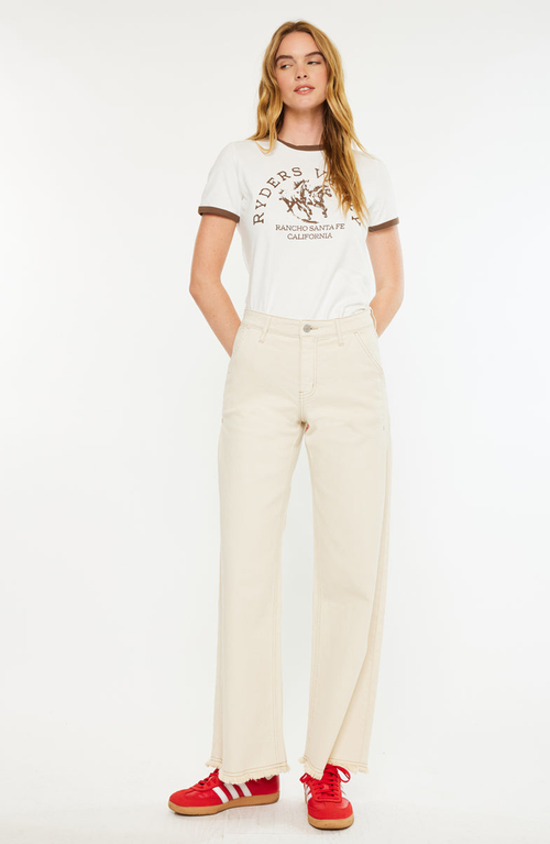 Kancan Grace High Rise Wide Jeans In White