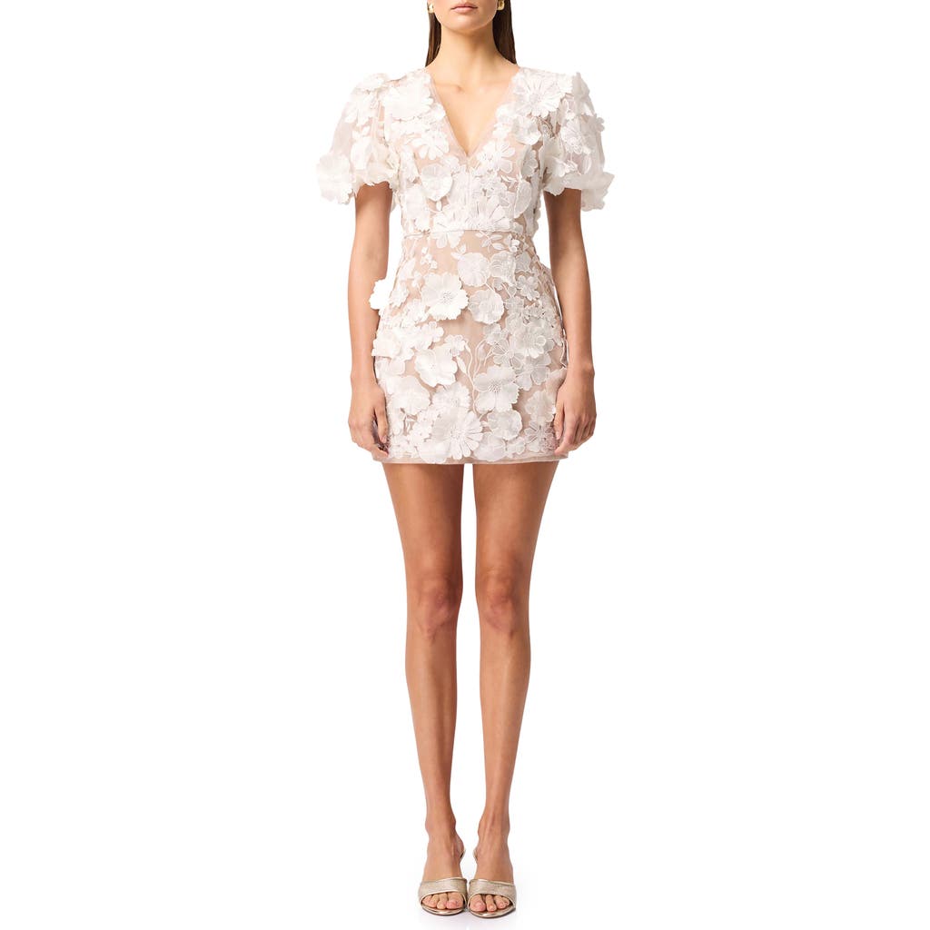 Elliatt Women's Zayla Floral Lace Puff-sleeve Minidress In White