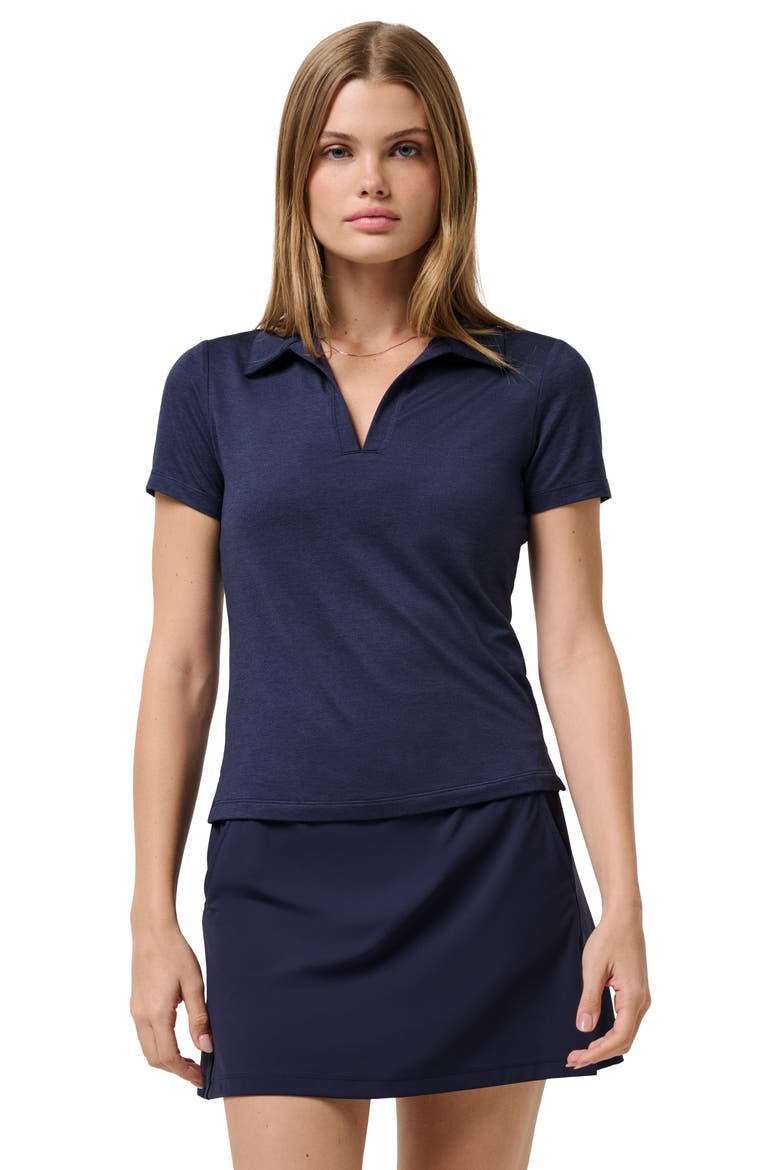Skyloft Light Short Sleeve Polo, Alternate, color, HEATHER NAVY BLAZER