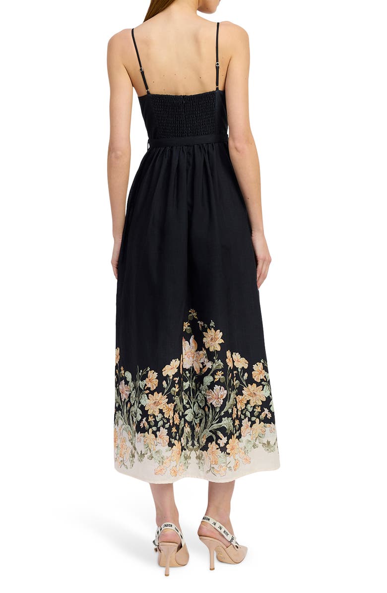 En Saison Iris Belted Floral Print Maxi Dress, Alternate, color, Black Ginger Olive