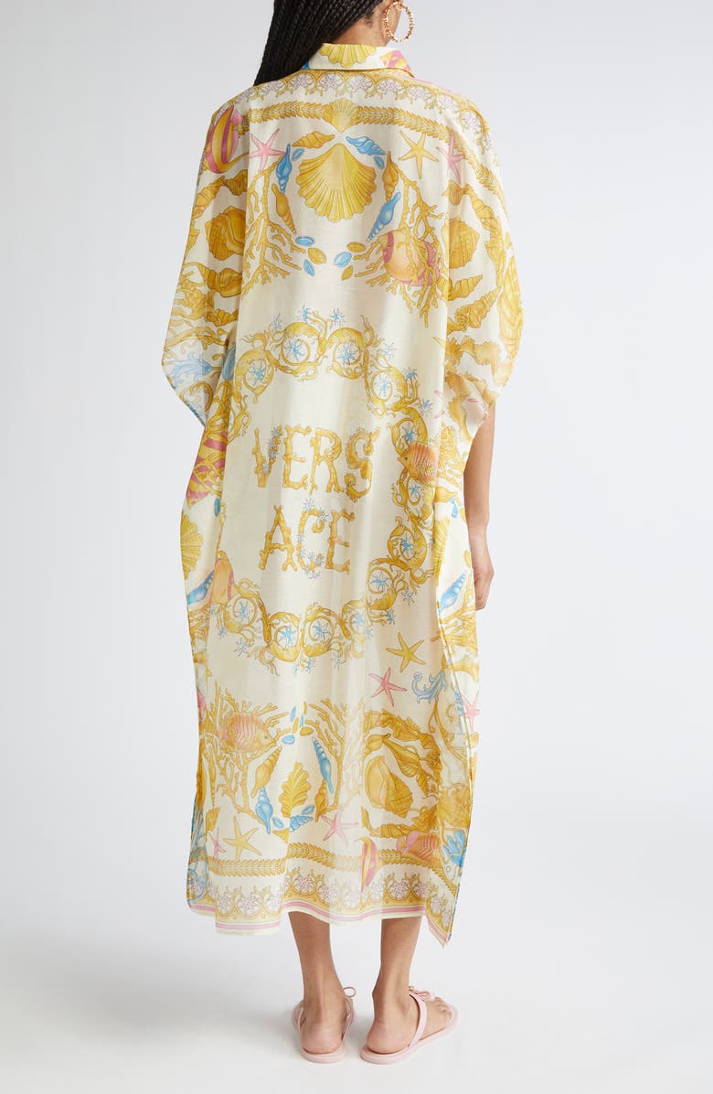 Versace Underwater Barocco Voile Cover-Up Shirtdress, Alternate, color,