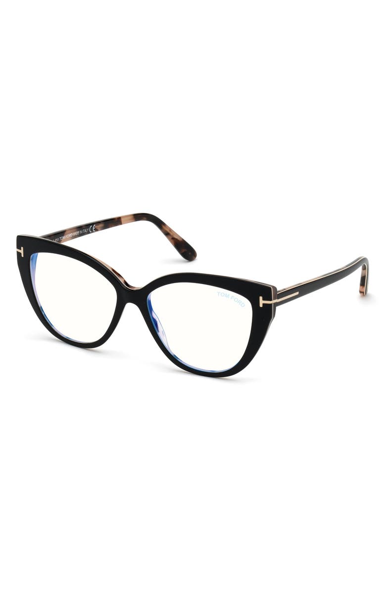 TOM FORD 54mm Square Blue Light Blocking Optical Glasses, Alternate, color,
