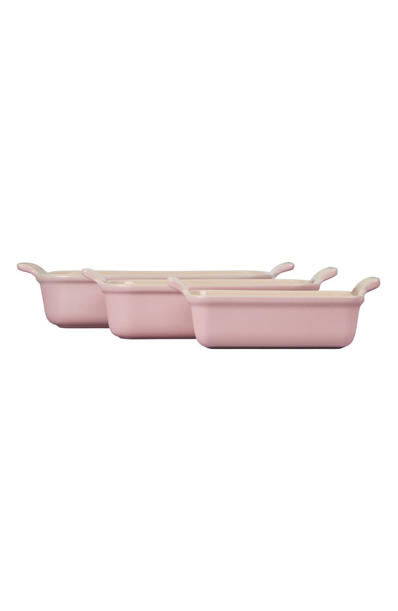 Le Creuset Heritage Set of 3 Rectangular Baking Dishes, Alternate, color, Chiffon Pink