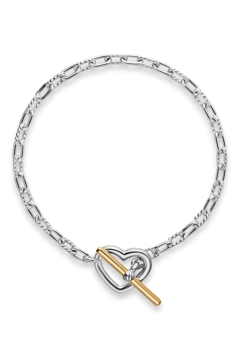 DY Madison Heart Toggle Bracelet in Sterling Silver & 18K Yellow Gold, 3mm, Alternate, color, SILVER