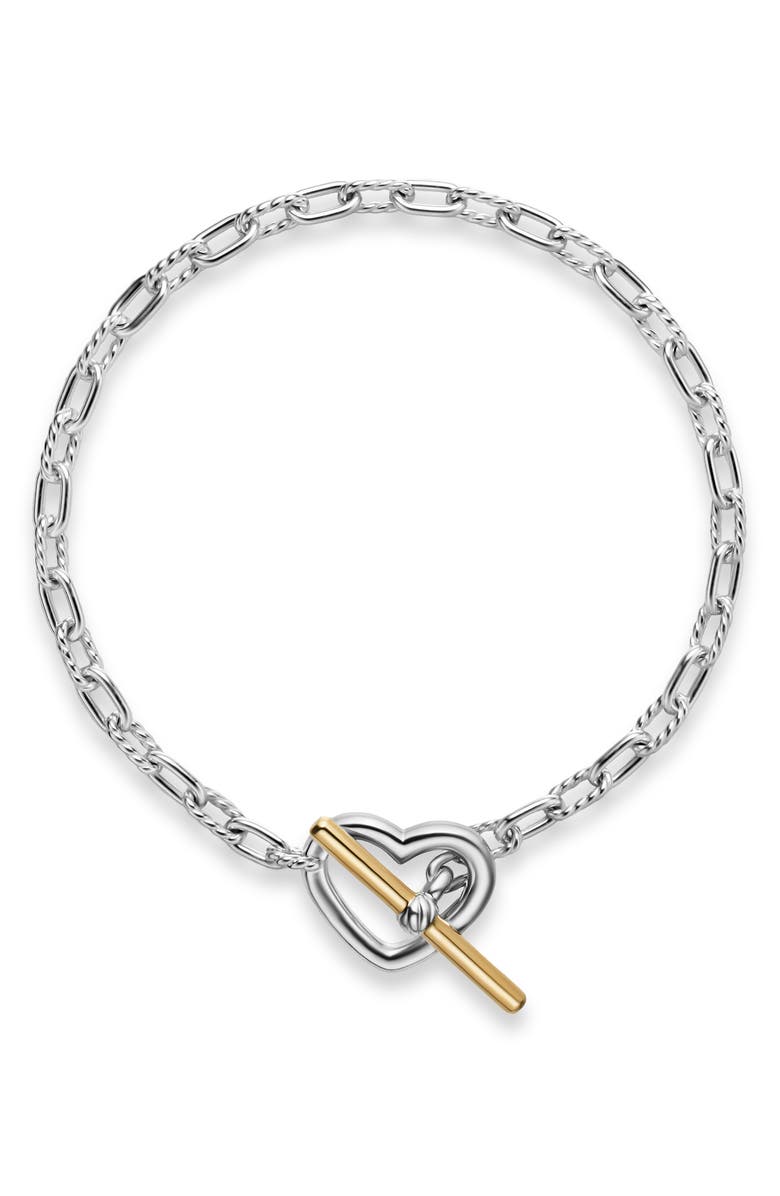 David Yurman DY Madison Heart Toggle Bracelet in Sterling Silver & 18K Yellow Gold, 3mm, Alternate, color, Silver