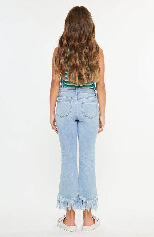Kancan Beth High Rise Cropped Bootcut Jeans In Blue