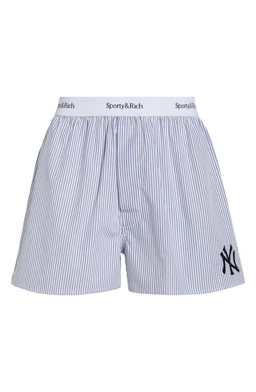 Sporty And Rich Yankees Serif Boxer Short Navy Striped In Multi