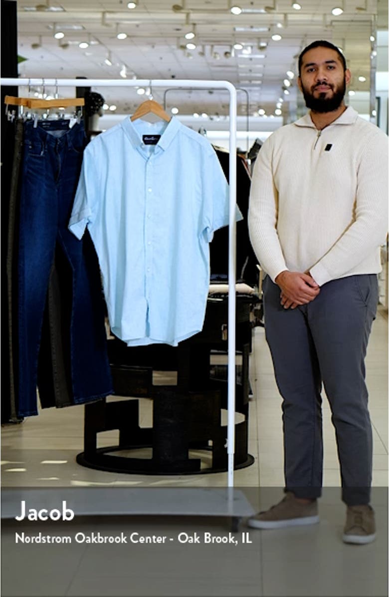 Palmer Tailored Fit Short Sleeve Linen Blend Button-Up Shirt, sales video thumbnail