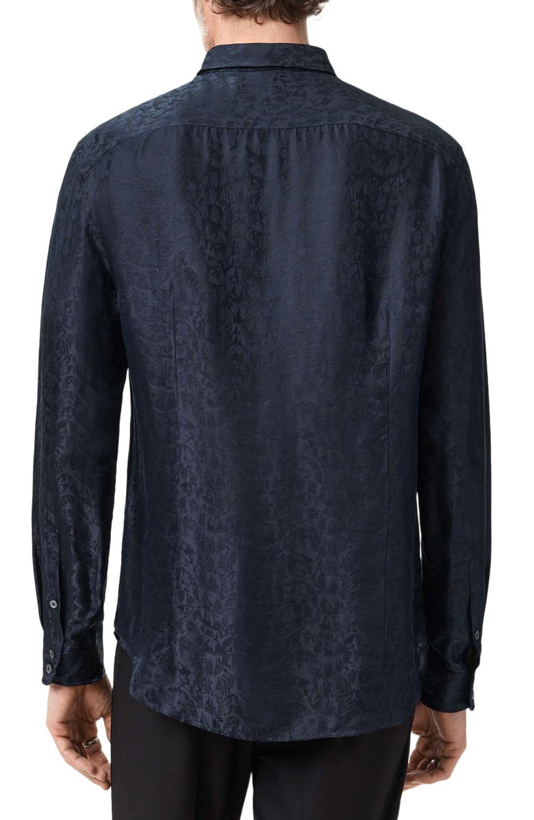 John Varvatos Orchard Abstract Jacquard Button-Up Shirt, Alternate, color, Thistle