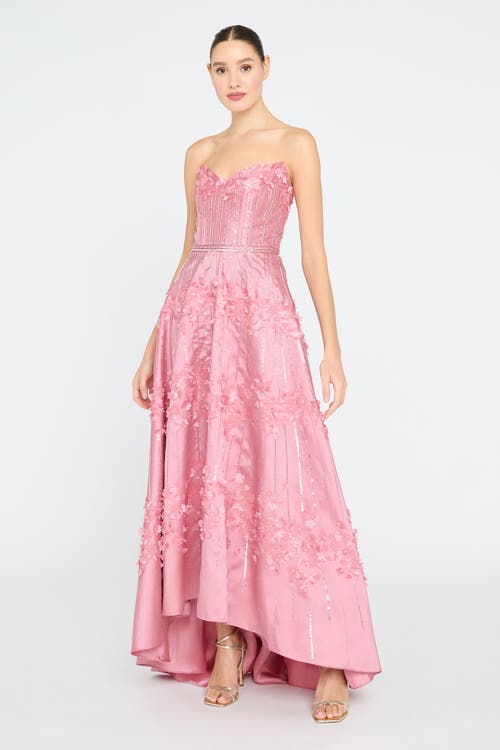 Theia Toby Beaded Gown In Pink