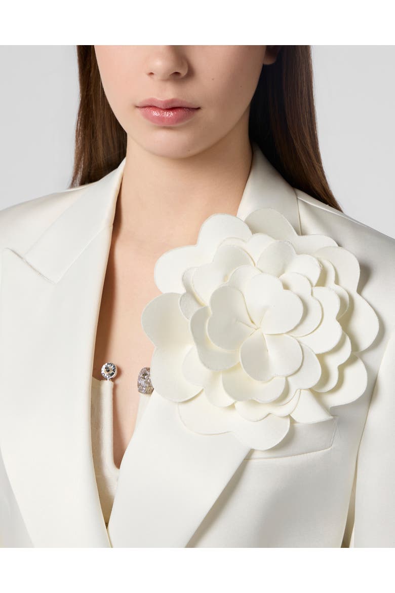 Double-Breasted Satin Blazer Roses Women, Alternate, color, white