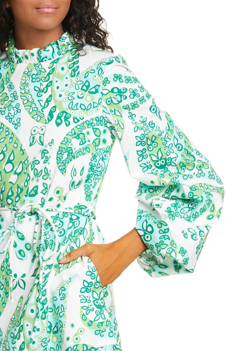 STAUD Carolina Butterfly Paisley Print Stretch Cotton Minidress, Alternate, color, 