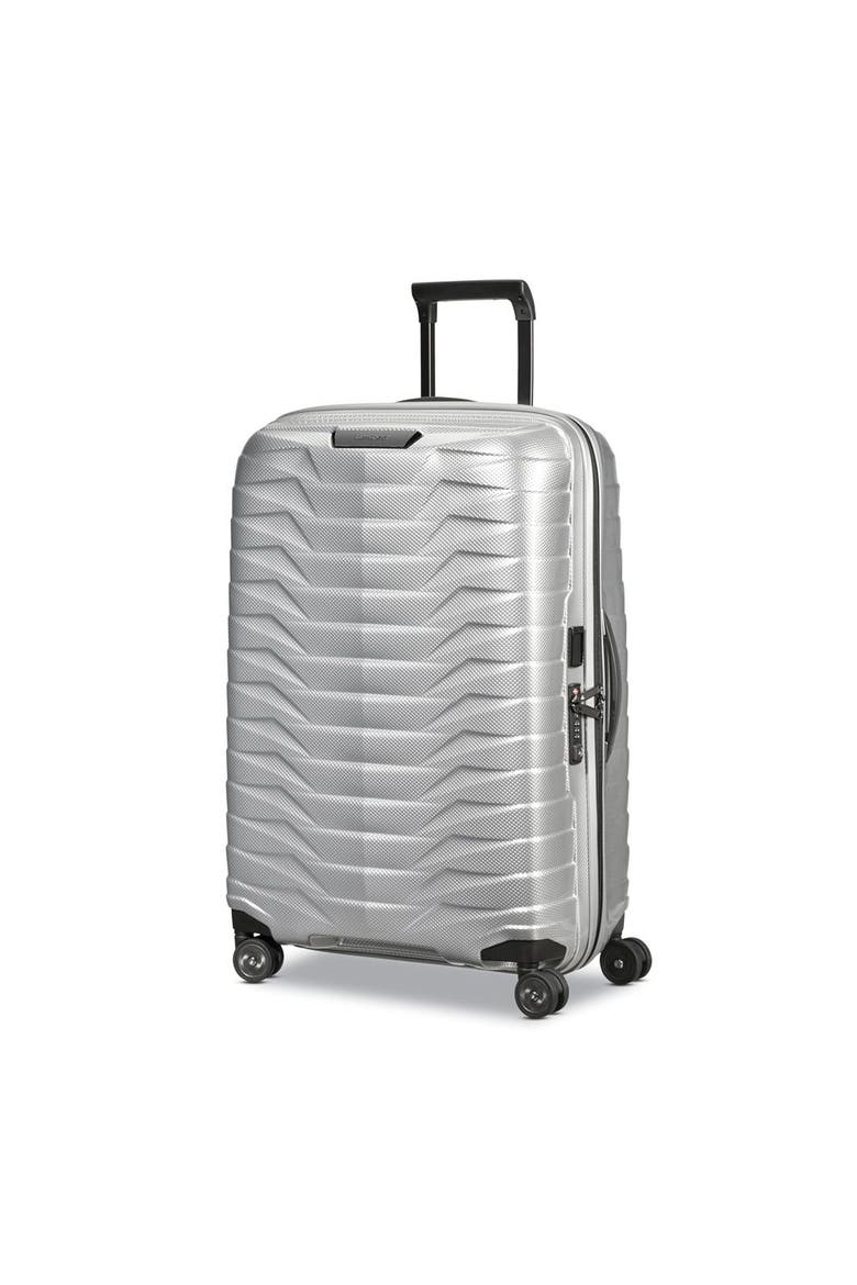 Proxis Hardside 25" Medium Checked Spinner Luggage, Main, color, Silver