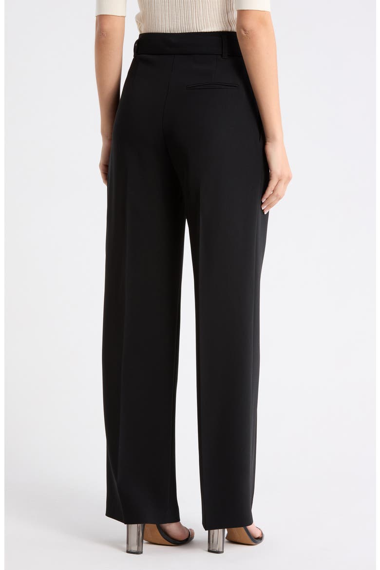 Tapiana Pleated Tie Waist Straight Leg Pants, Alternate, color, BLACK