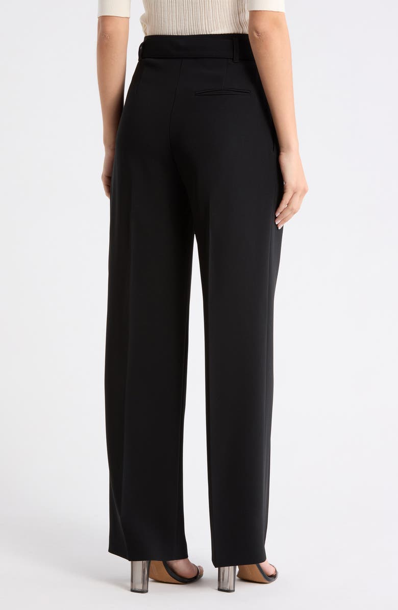 BOSS Tapiana Pleated Tie Waist Straight Leg Pants, Alternate, color, Black