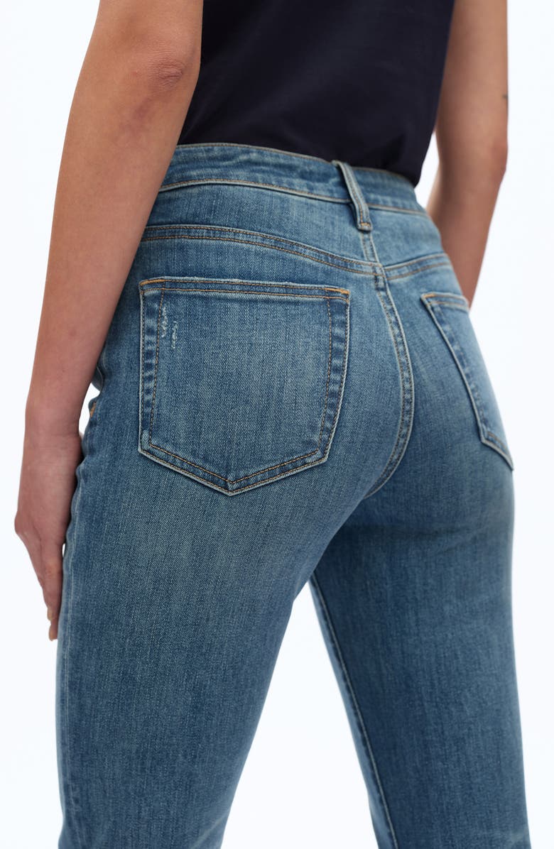 Bayeas Raw Hem Mid Rise Flare Jeans, Alternate, color, Medium Blue