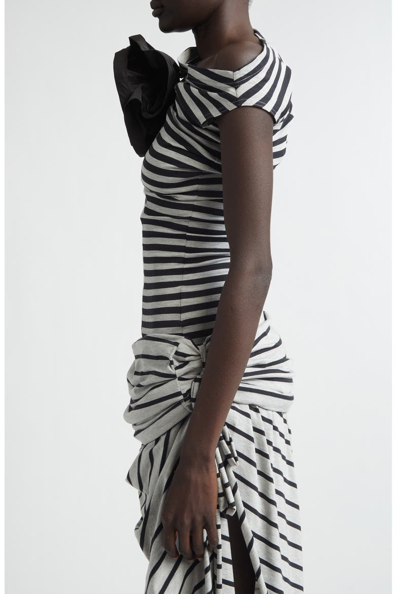 Mixed Stripe Jersey Corsage Top, Alternate, color, BLACK GREY