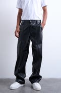 Topman Baggy Fit Faux Leather Pants