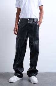 Topman Baggy Fit Faux Leather Pants