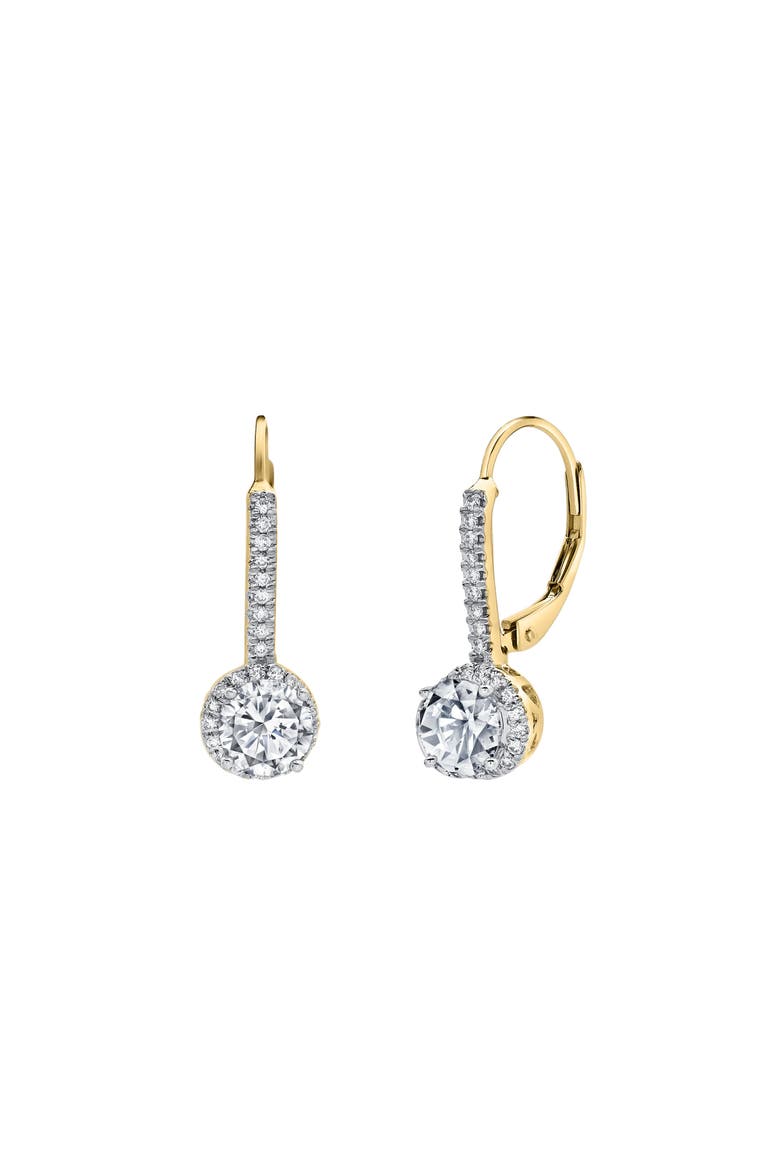Meadowlark Pave Round Diamond Drop Huggie Hoop Earrings in 14K Gold, Main, color, 14K Yellow Gold