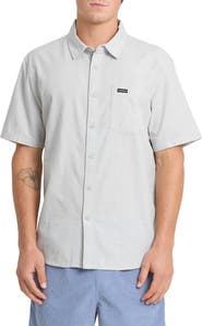 Quiksilver Dobby Stripe Classic Short Sleeve Cotton Button-Up Shirt