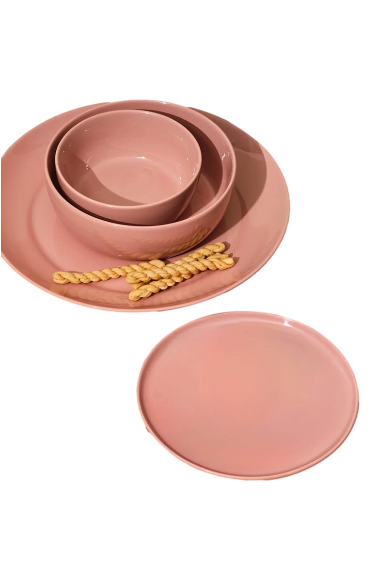 Fors Studio Wide Rim Dinnerware Set - 4 Piece Set, Alternate, color, Rose