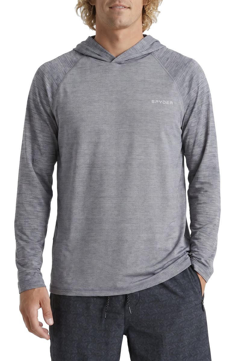 Spyder Raglan Sleeve Hooded Rashguard, Main, color, Alloy
