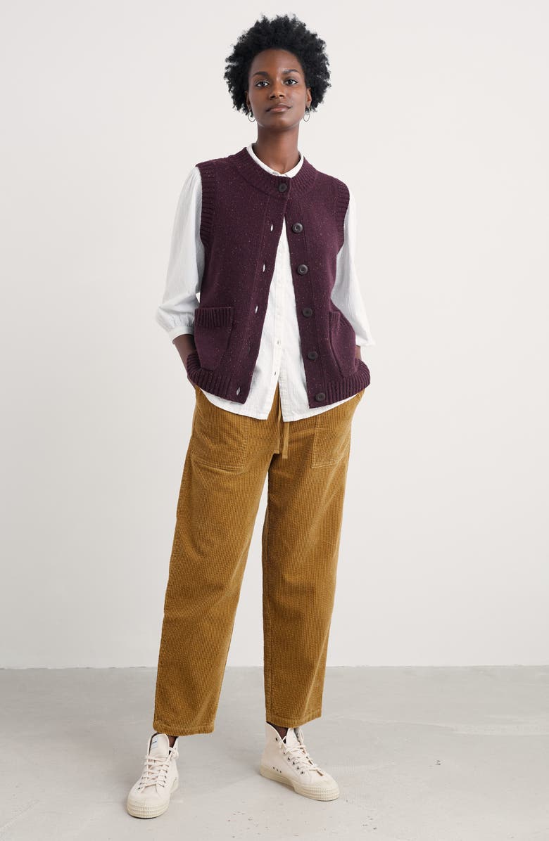 Seasalt Cornwall Harbour Sands Wool Blend Sweater Vest, Alternate, color, Knit Melange Dark Hellebore