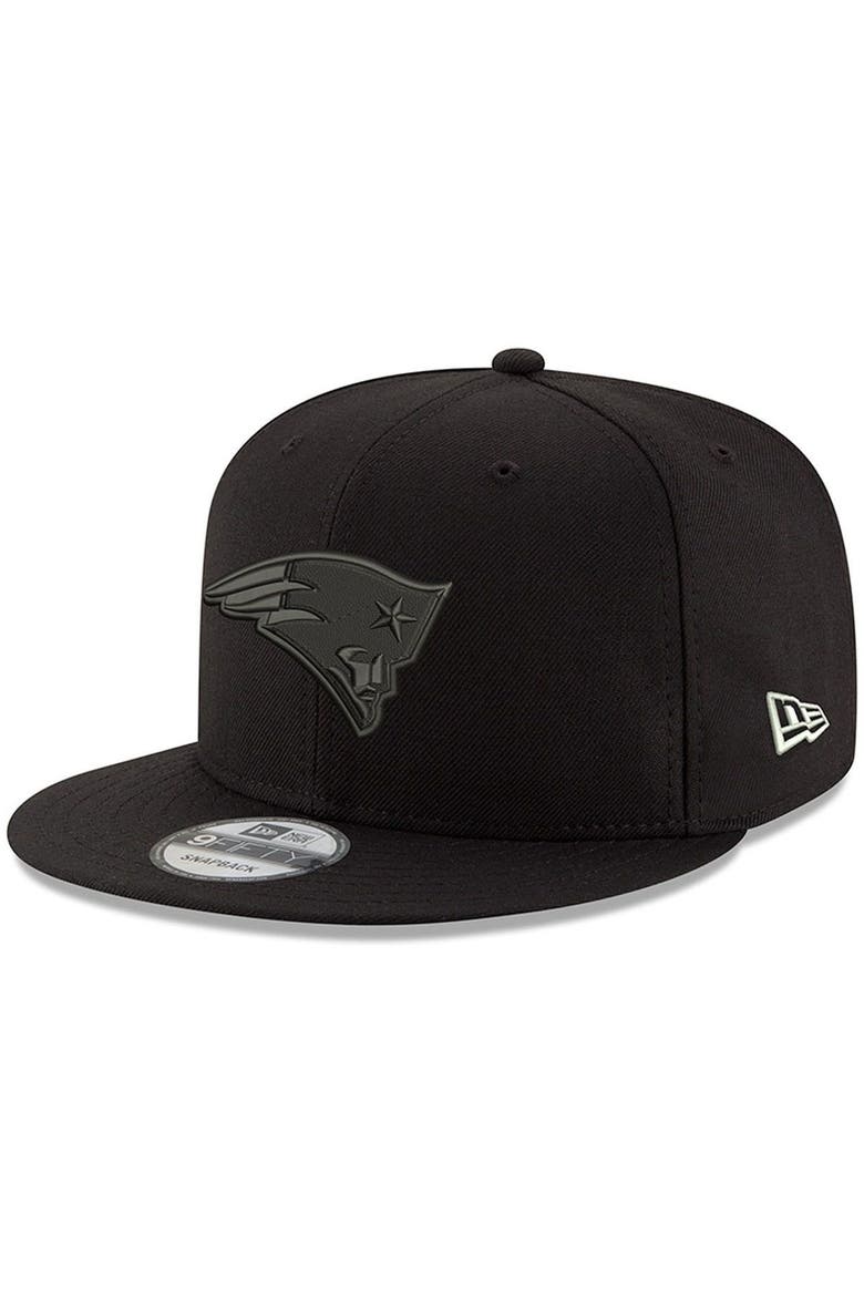 Men's New Era Black New England Patriots Black On Black 9FIFTY Adjustable Hat, Main, color, BLACK