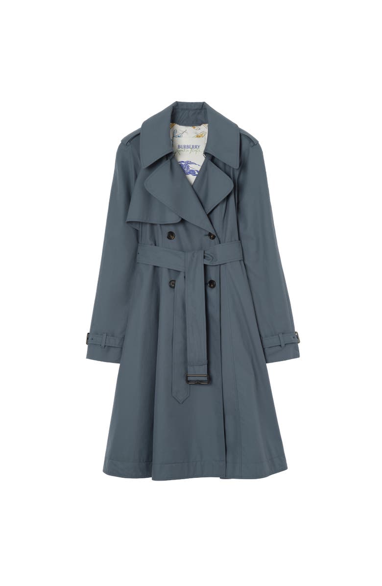Burberry Long Tropical Gabardine Pembury Trench Coat, Alternate, color, Seafarer Blue