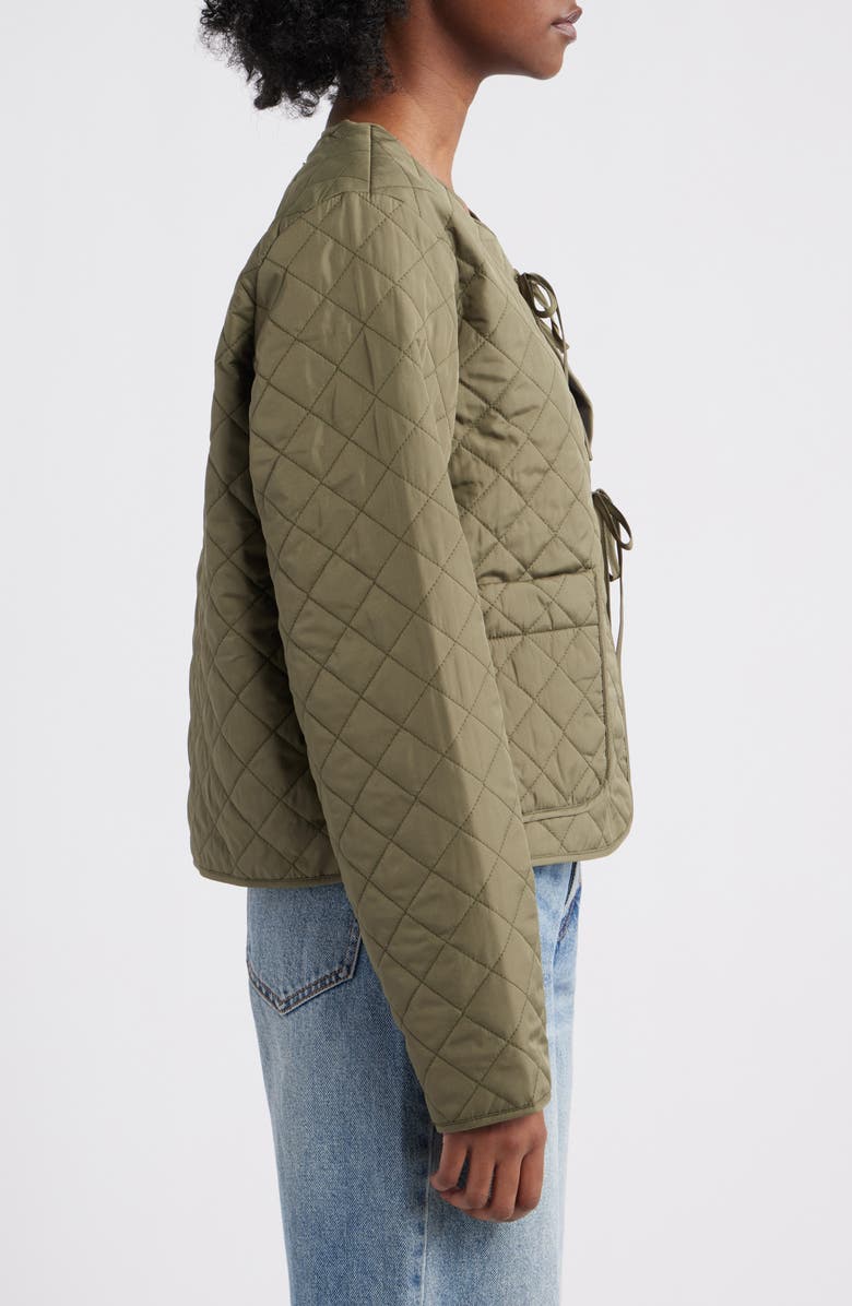 Noisy may Bow Diamond Quilted Liner Jacket, Alternate, color, 