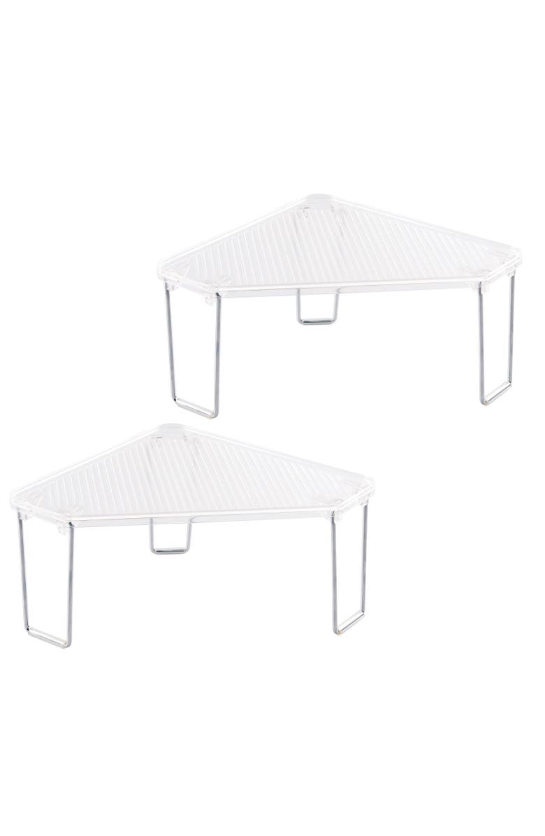 mDesign Plastic/Steel Corner Stackable Rack, Bathroom, 2 Pack, Main, color,