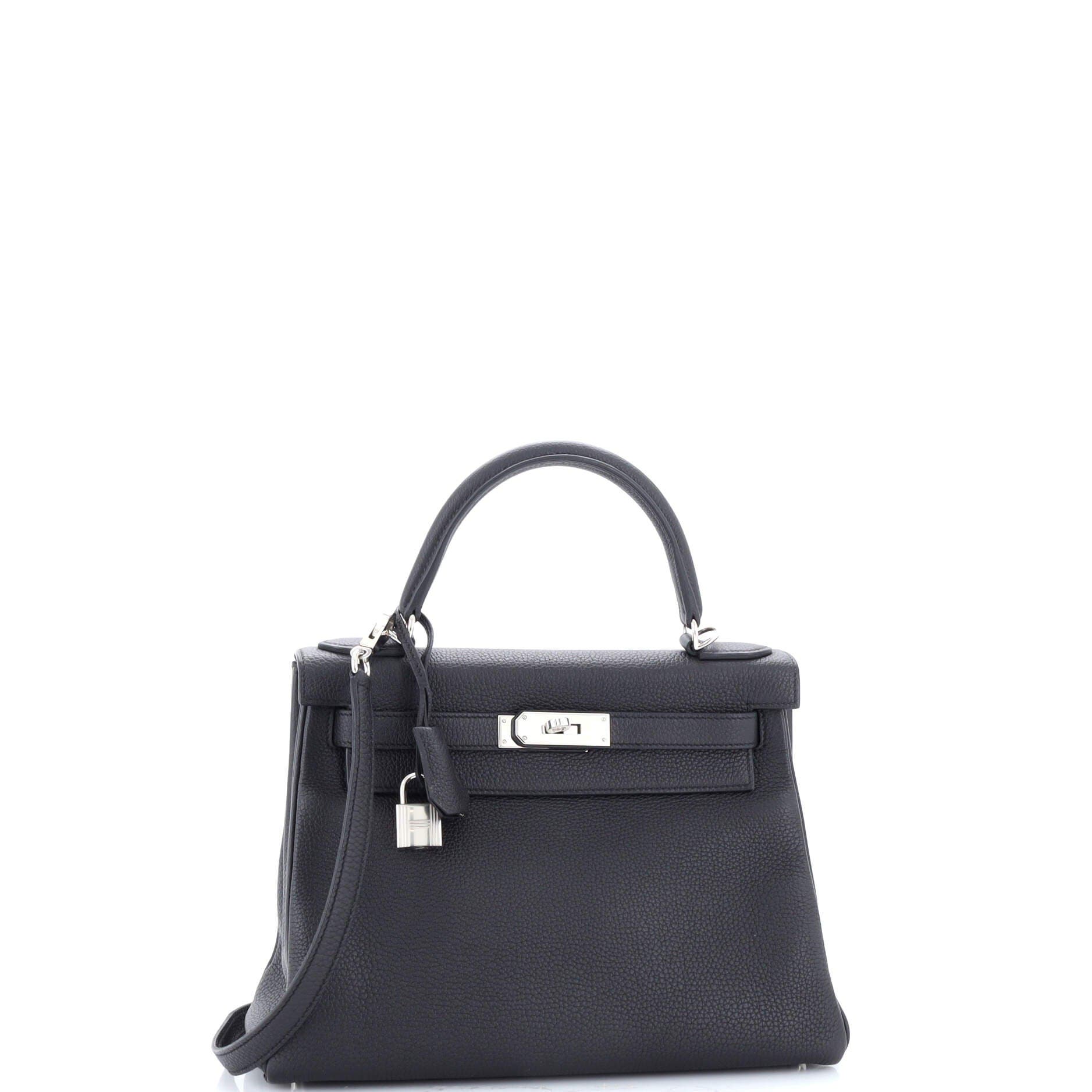 Pre-Owned Hermes Kelly Handbag Black Togo with Palladium Hardware 28, Alternate, color, 