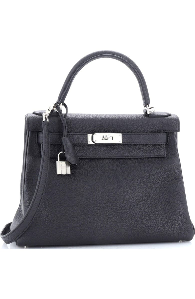 Pre-Owned Hermes Kelly Handbag Black Togo with Palladium Hardware 28, Alternate, color,