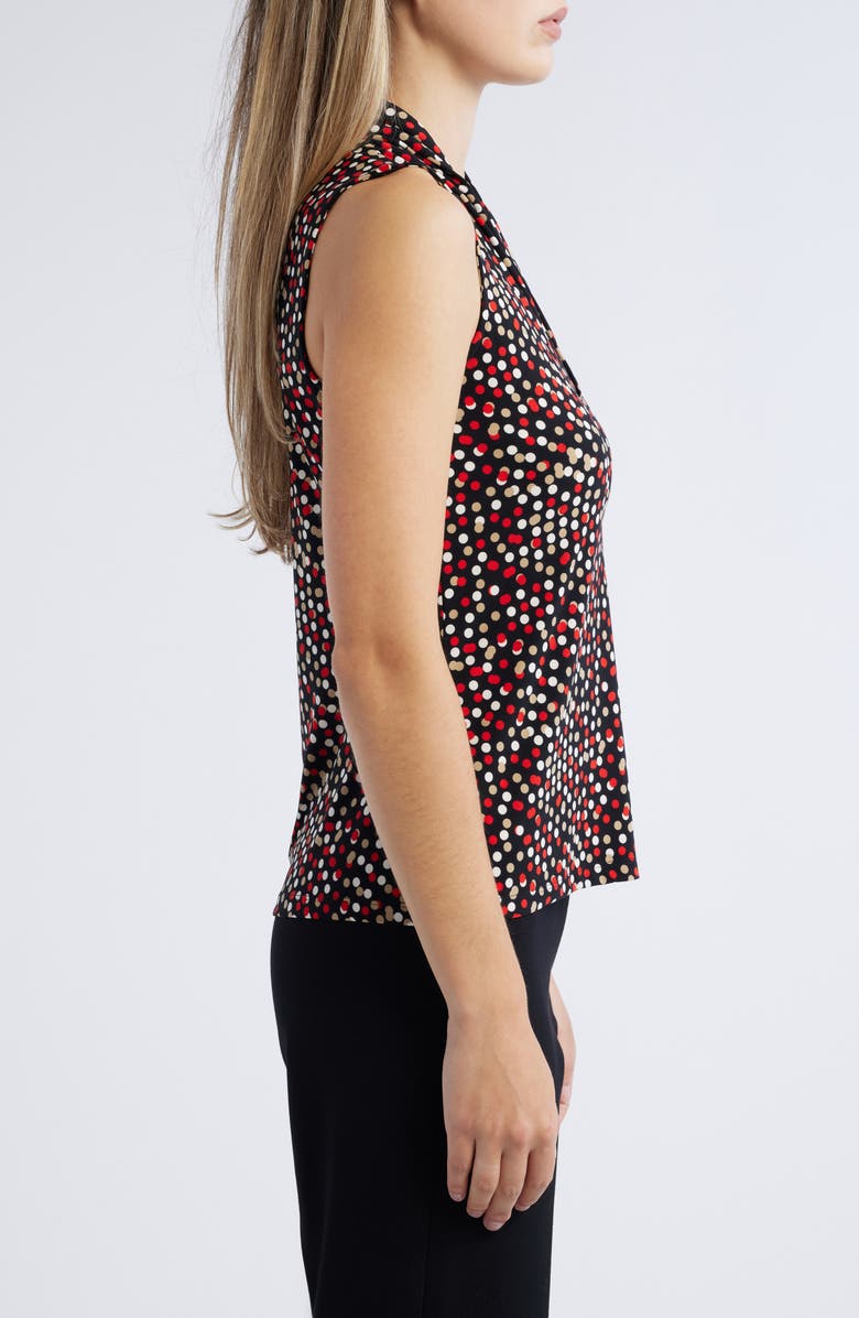 Anne Klein Polka Dot Triple Pleat Sleeveless Top, Alternate, color,